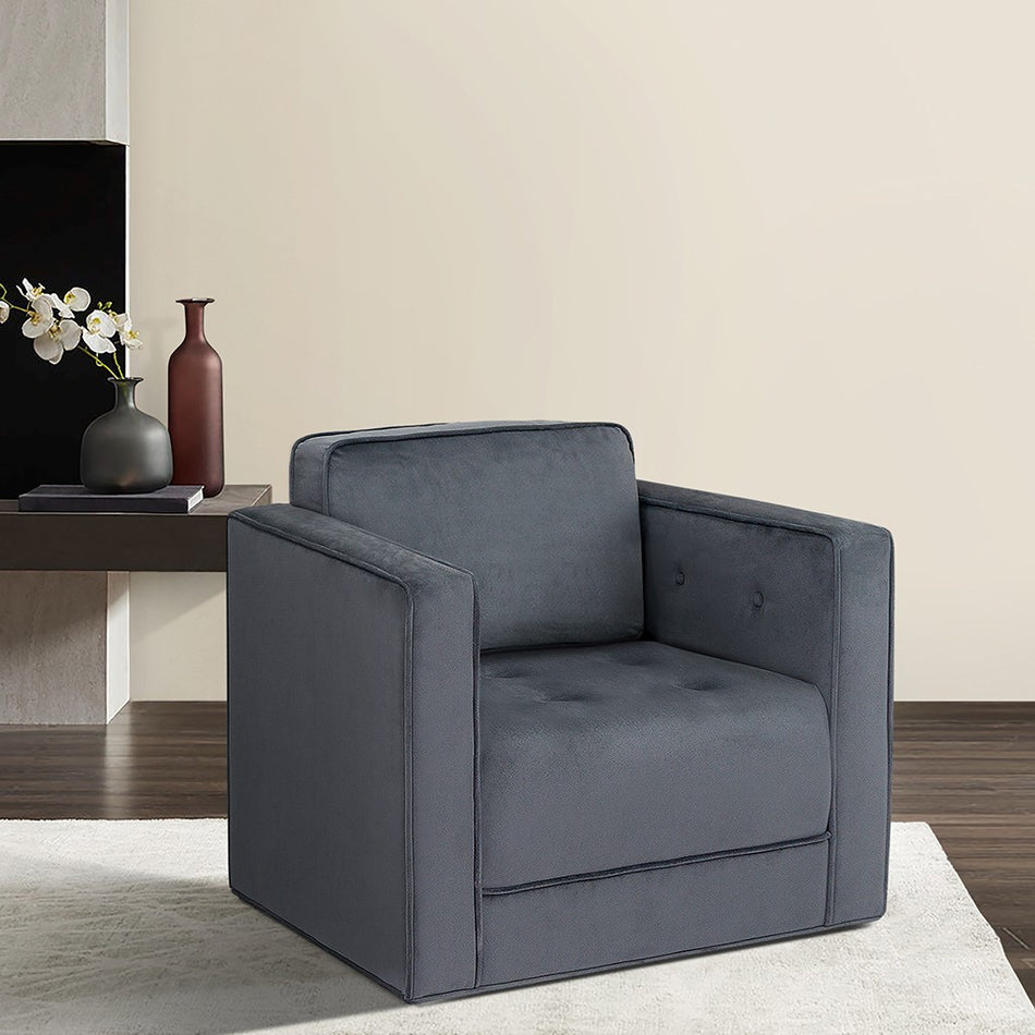 Martha Stewart Madrid 360 Degree Upholstered Swivel Chair - Gray 