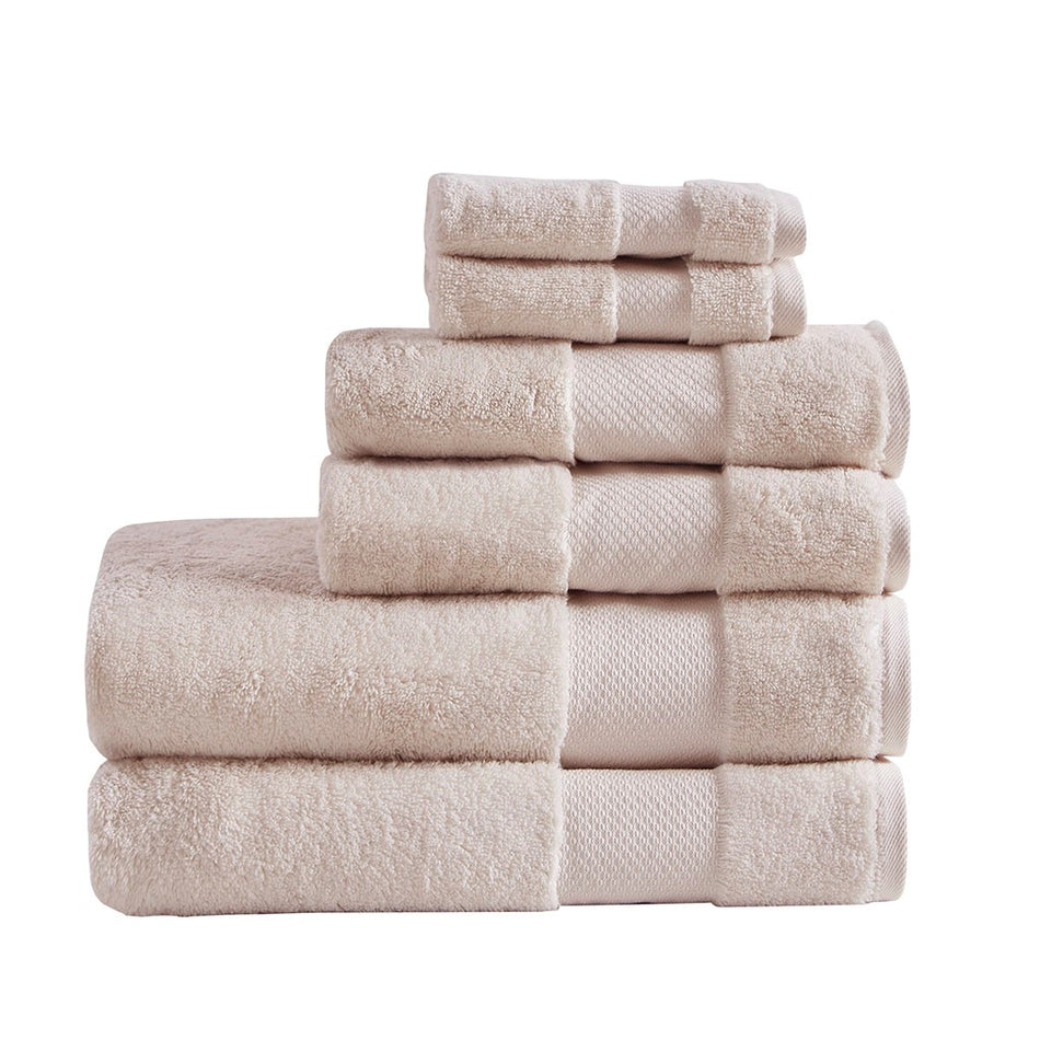 Turkish Cotton 6 Piece Bath Towel Set - Blush