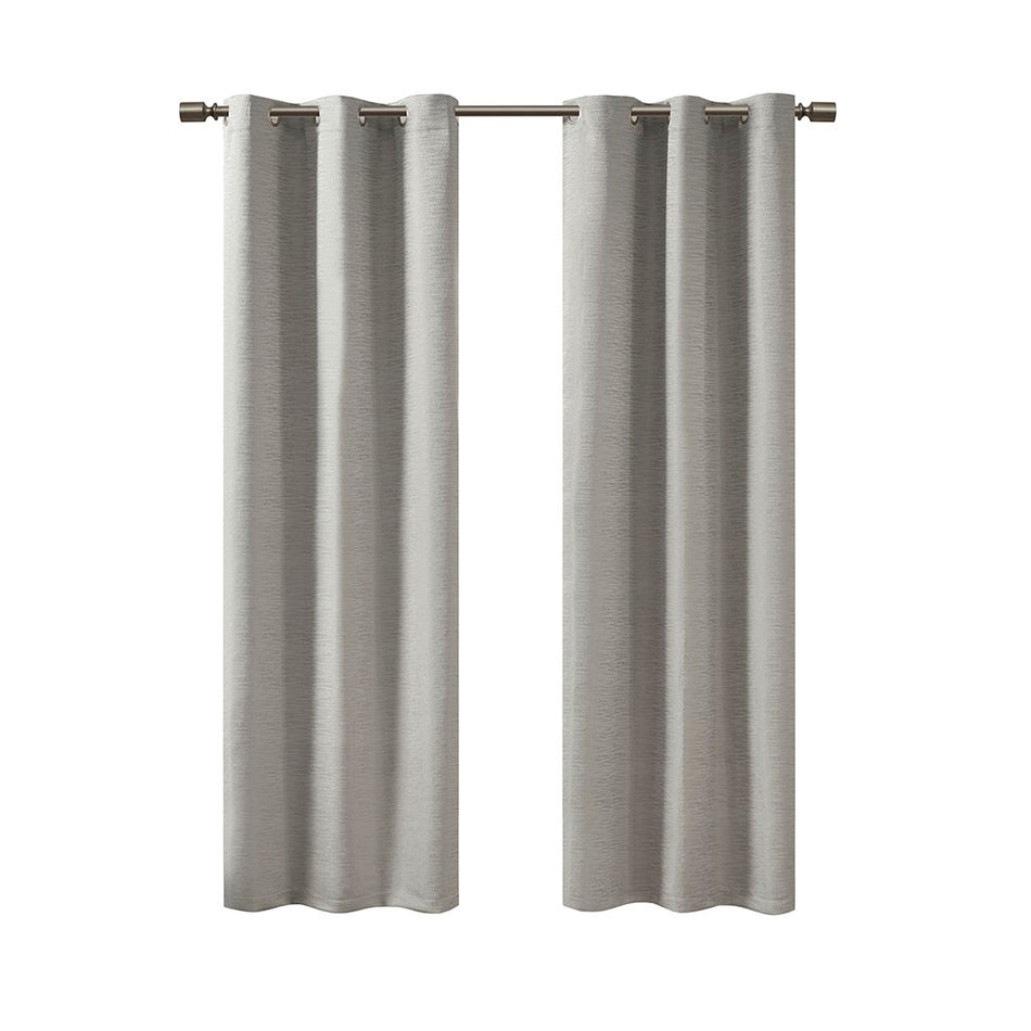 Rocky Solid Textured Jacquard Total Blackout Magnetic Closure Panel Pair - Grey - 84" Panel
