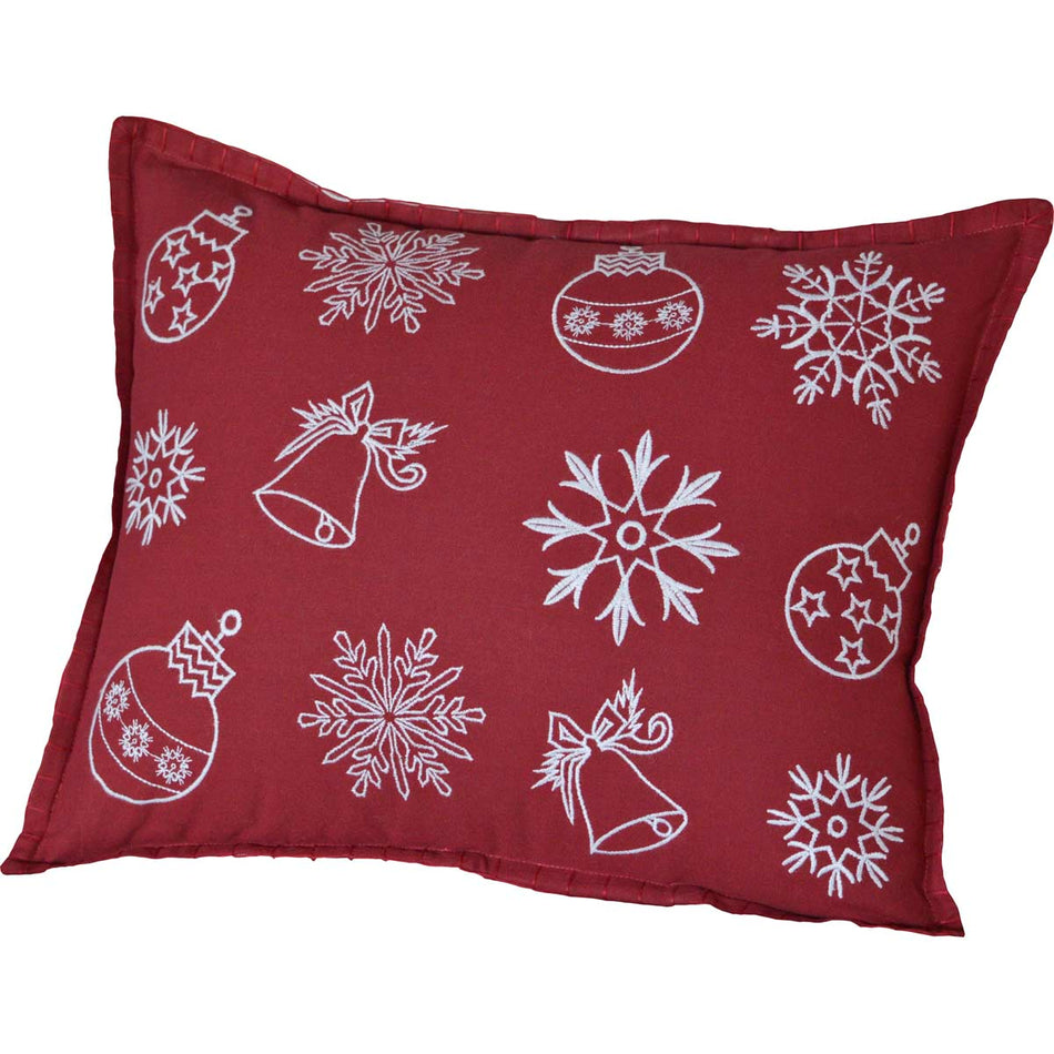 Seasons Crest Snow Ornaments Pillow 14x18 By VHC Brands
