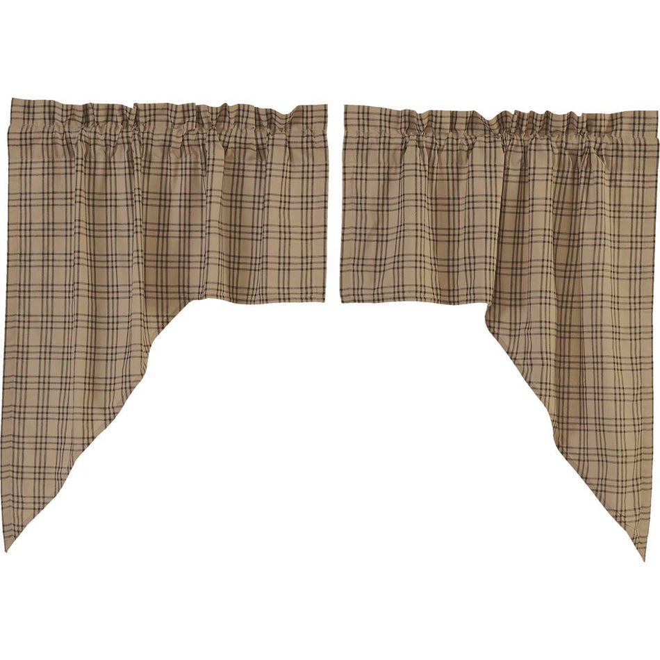 April & Olive Sawyer Mill Charcoal Plaid Swag Set of 2 36x36x16 By VHC Brands