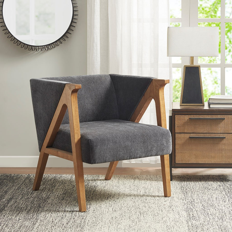 Madison Park Carla Upholstered Accent Lounge chair - Charcoal