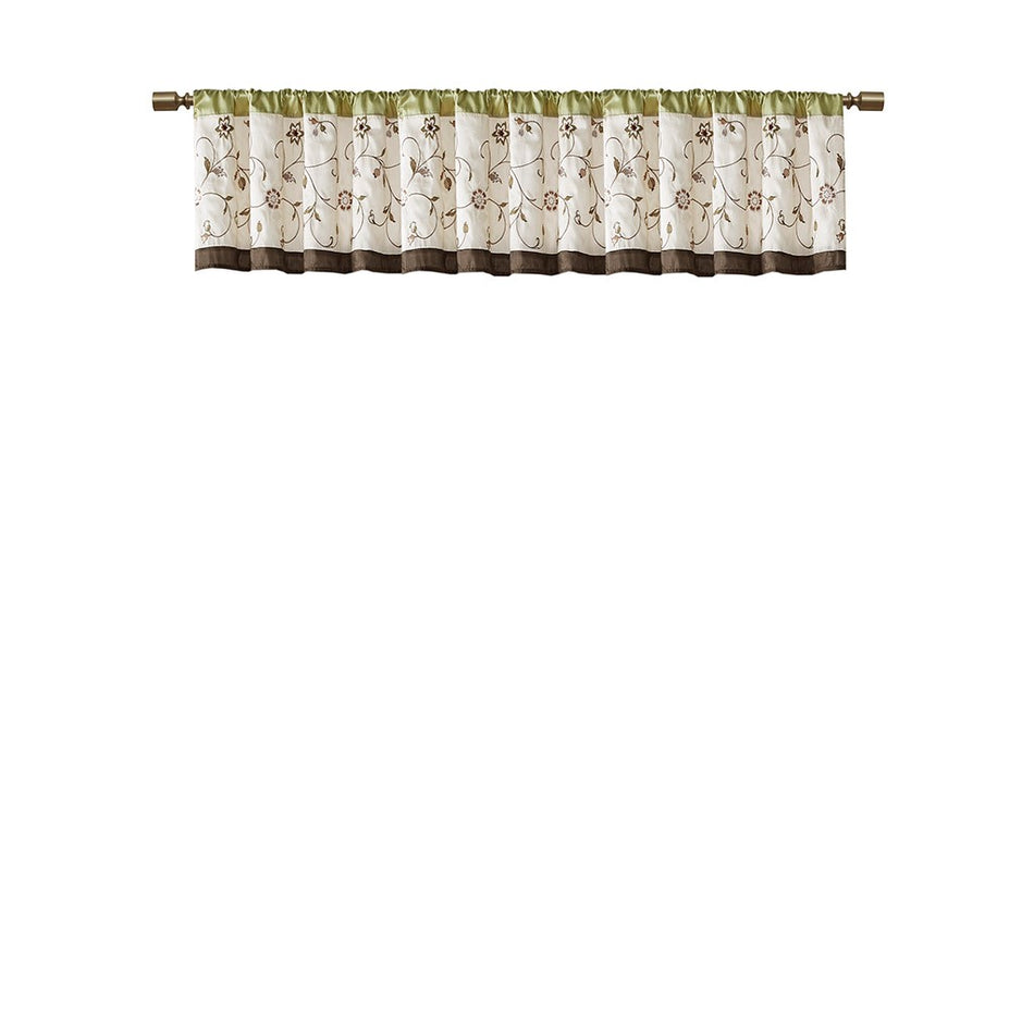 Serene Embroidered Window Valance - Green - 50x18"