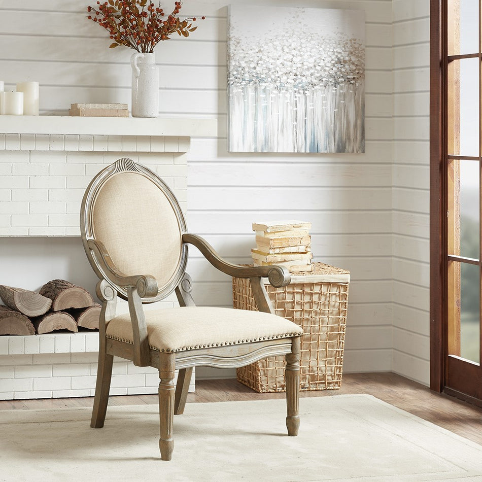Madison Park Brentwood Exposed Wood Arm Chair - Beige