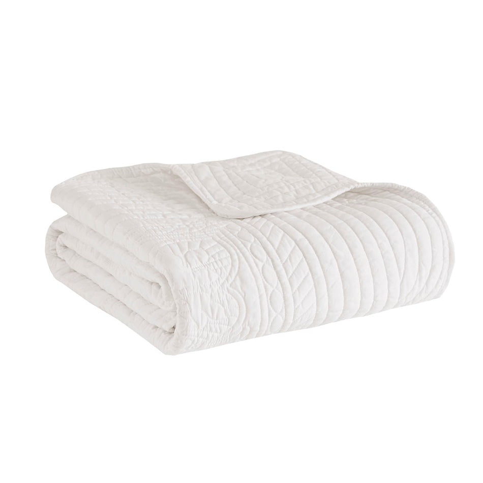 Tuscany Oversized Quilted Throw with Scalloped Edges - White - 60x72"