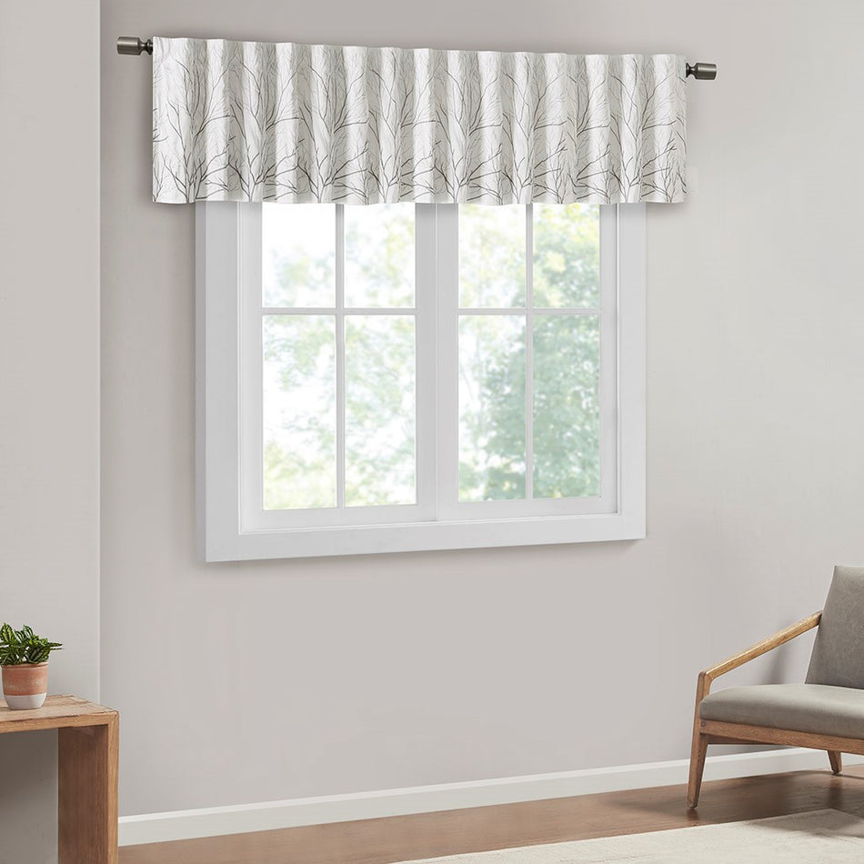 Andora Faux Silk Embroidered Window Valance - White - 50x18"