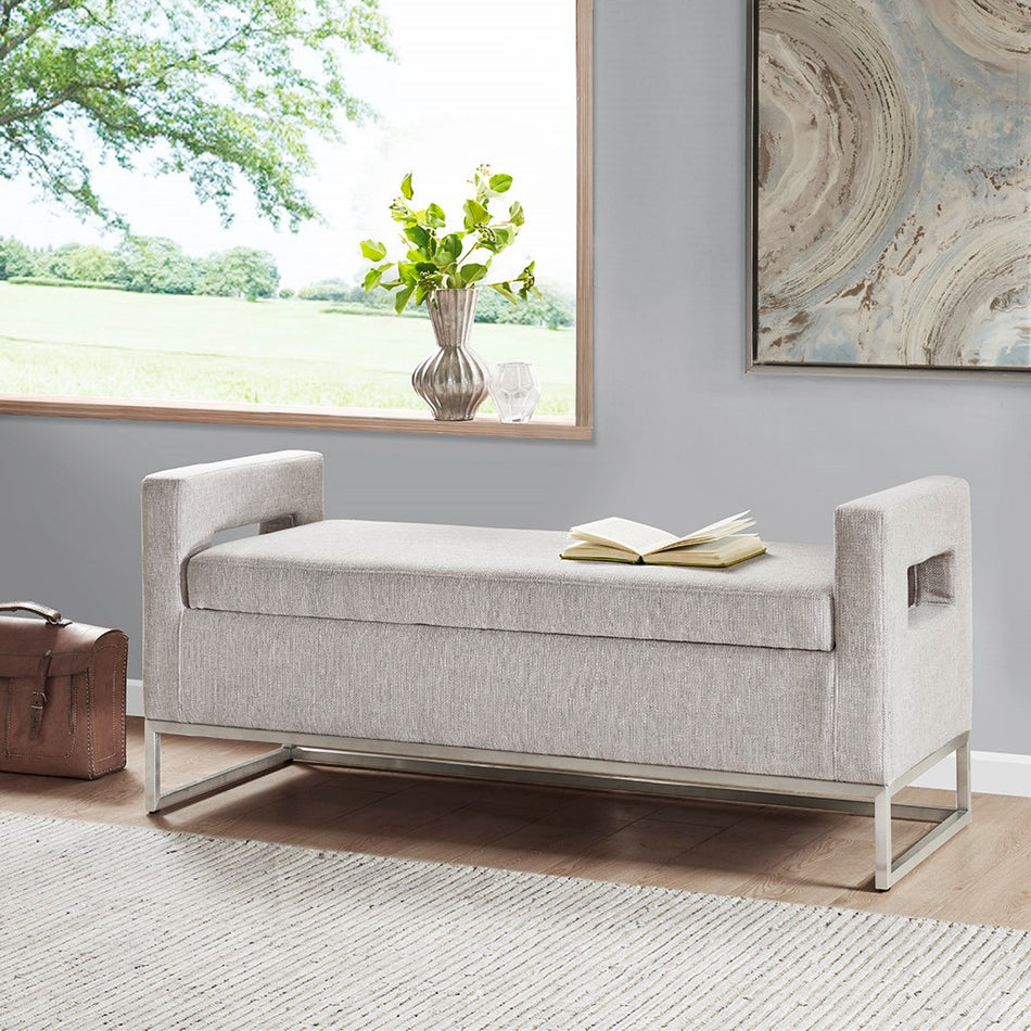 Madison Park Crawford Soft Close Storage Bench - Grey 