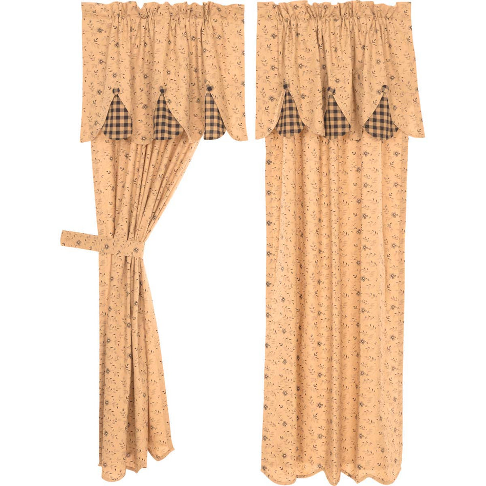Mayflower Market Maisie Short Panel Attached Scalloped Layered Valance Set of 2 63x36 By VHC Brands
