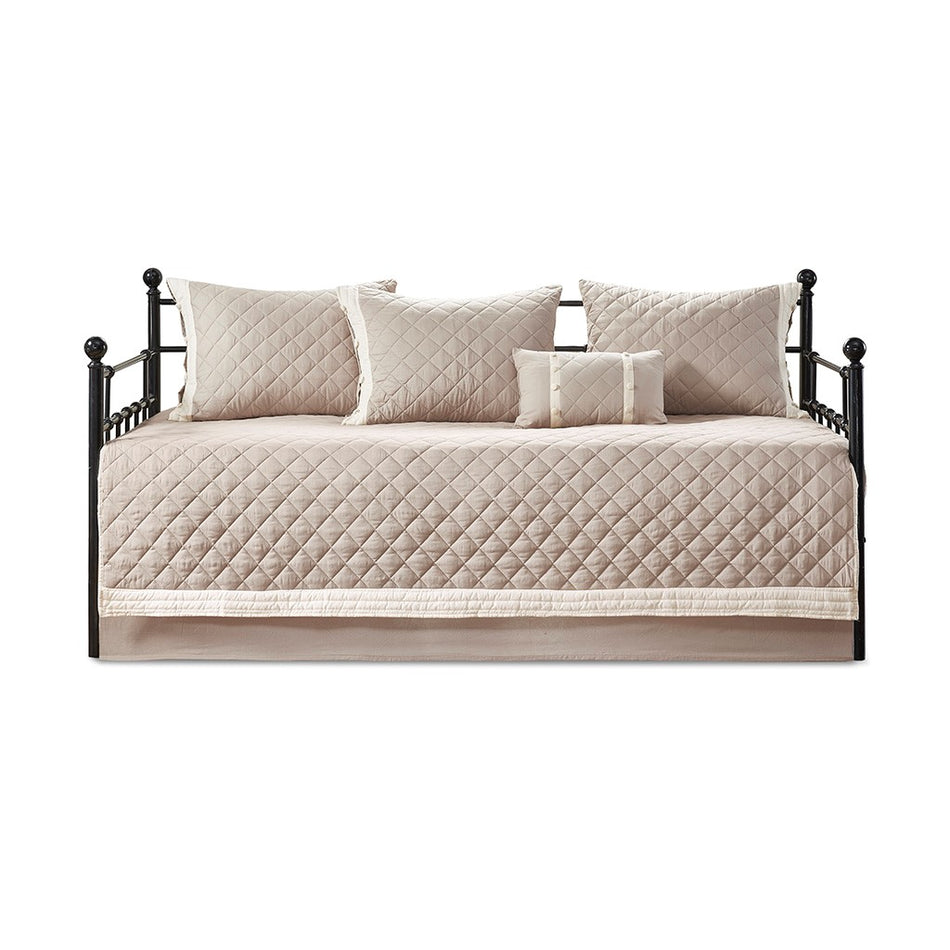Breanna 6 Piece Cotton Daybed Cover Set - Khaki - Daybed Size - 39" x 75"