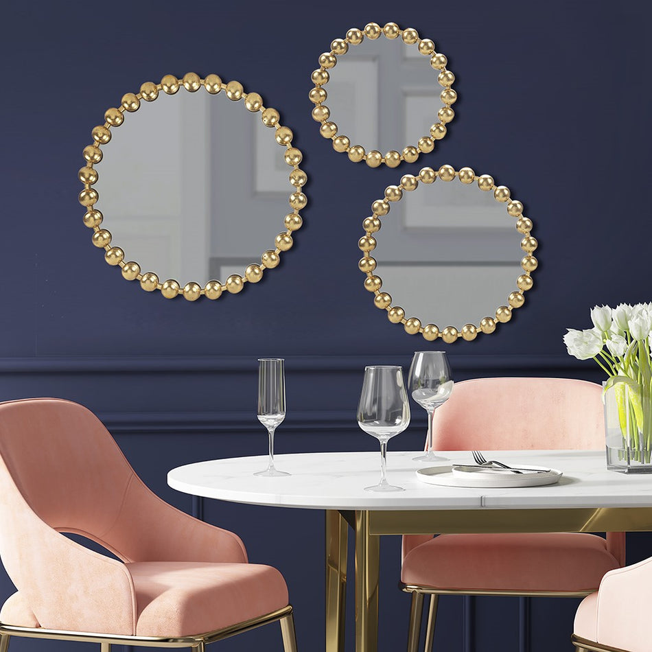 Madison Park Signature Marlowe Round Wall Decor Mirror 3 Piece Set - Gold
