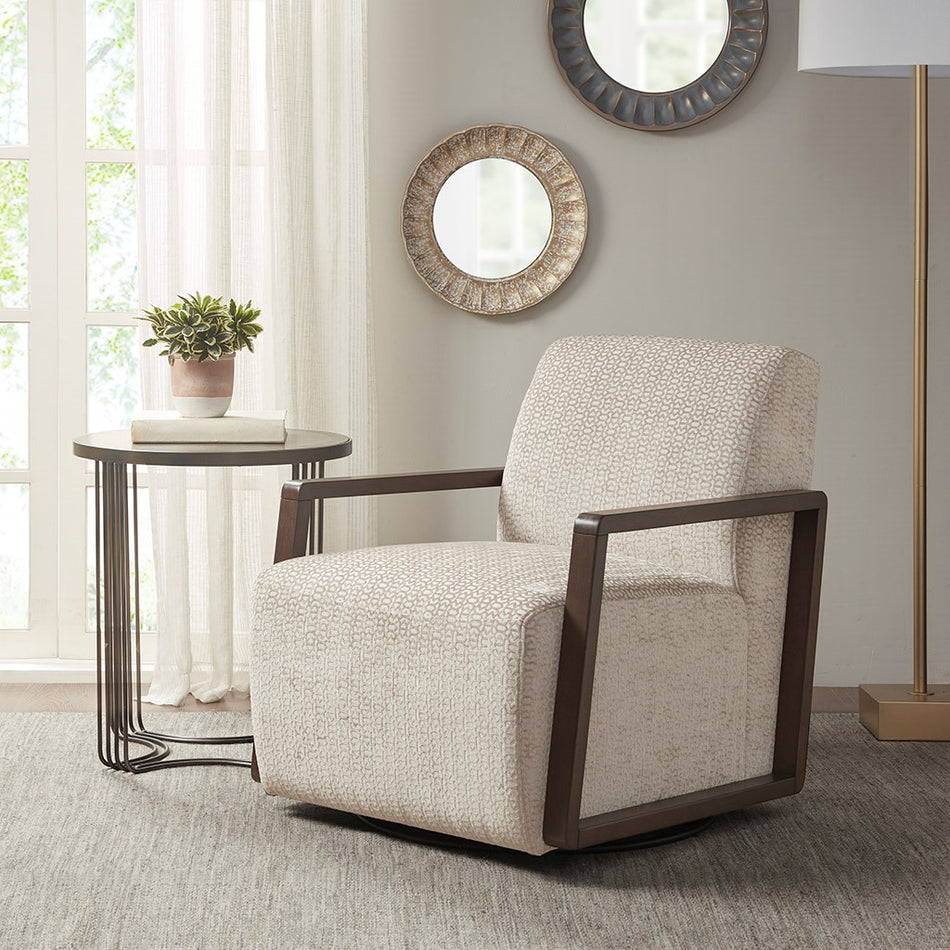 Madison Park Reed Swivel Chair - Light Tan