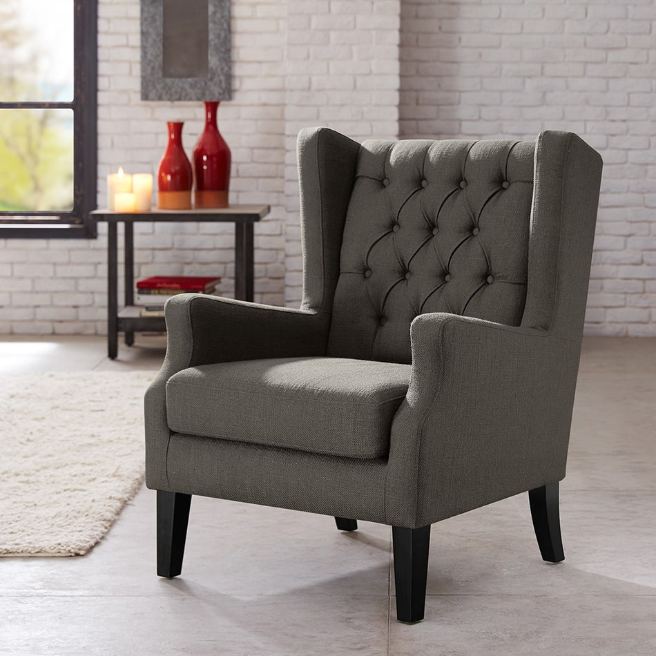 Madison Park Maxwell Button Tufted Wing Chair - Grey 