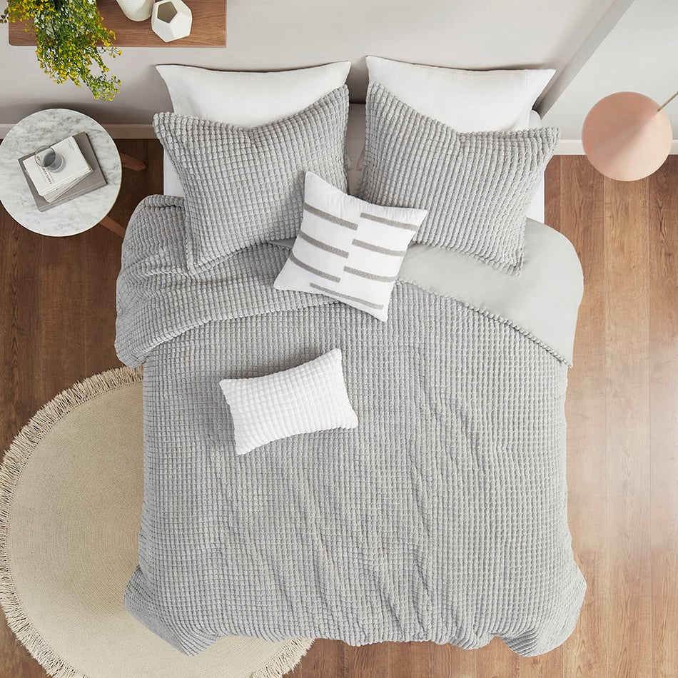 Urban Habitat Hayden 5 Piece Plush Clip Jacquard Comforter Set - Grey - Full Size / Queen Size
