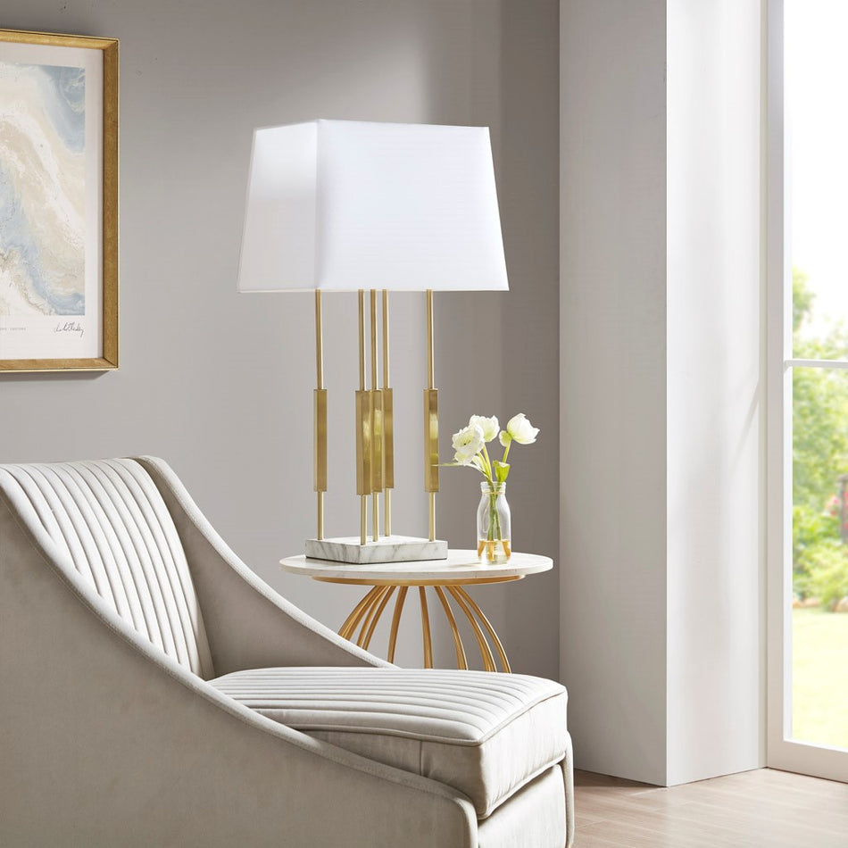 Martha Stewart Doyer Metal Table Lamp - Gold / White 