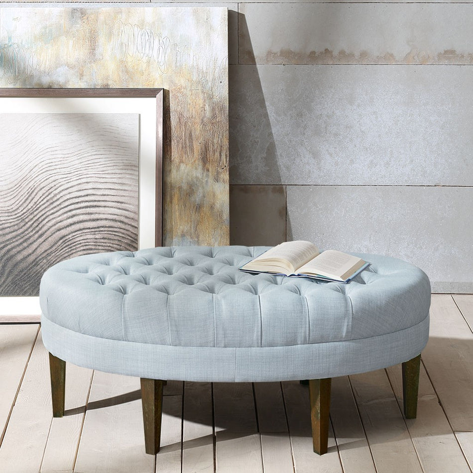 Madison Park Martin Surfboard Tufted Ottoman - Dusty Blue