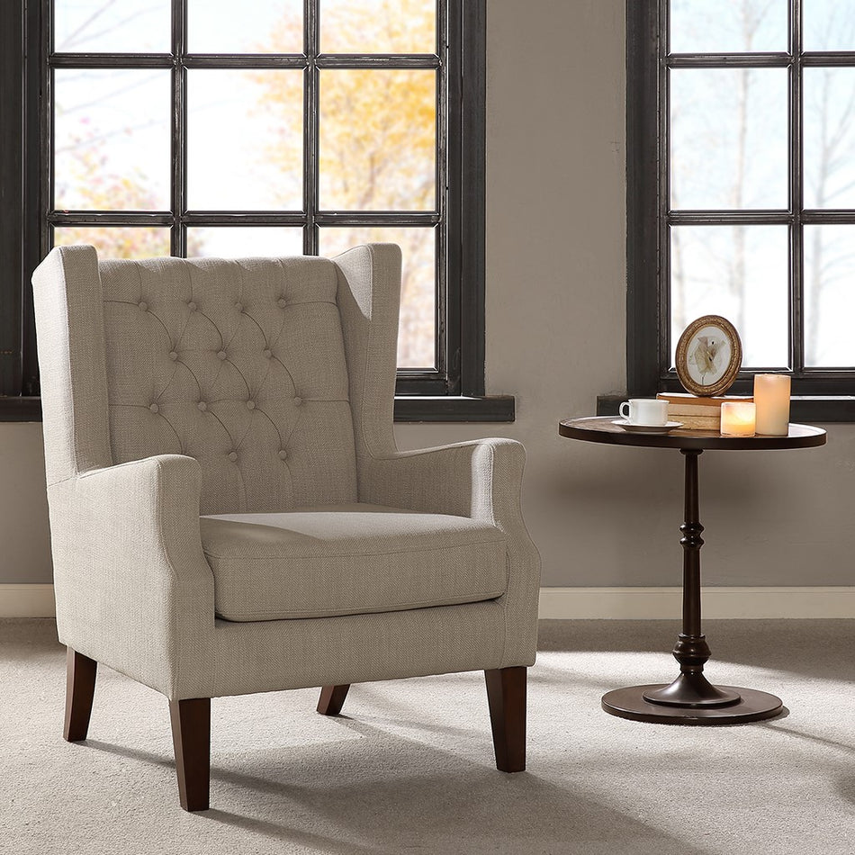 Madison Park Maxwell Button Tufted Wing Chair - Linen 
