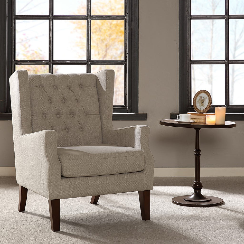 Madison Park Maxwell Button Tufted Wing Chair - Linen