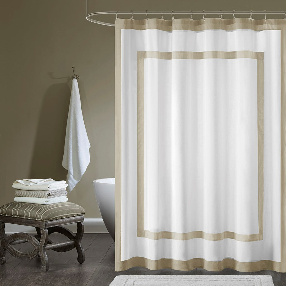 Madison Park Greyson Cotton Shower Curtain - Taupe - 72x72"