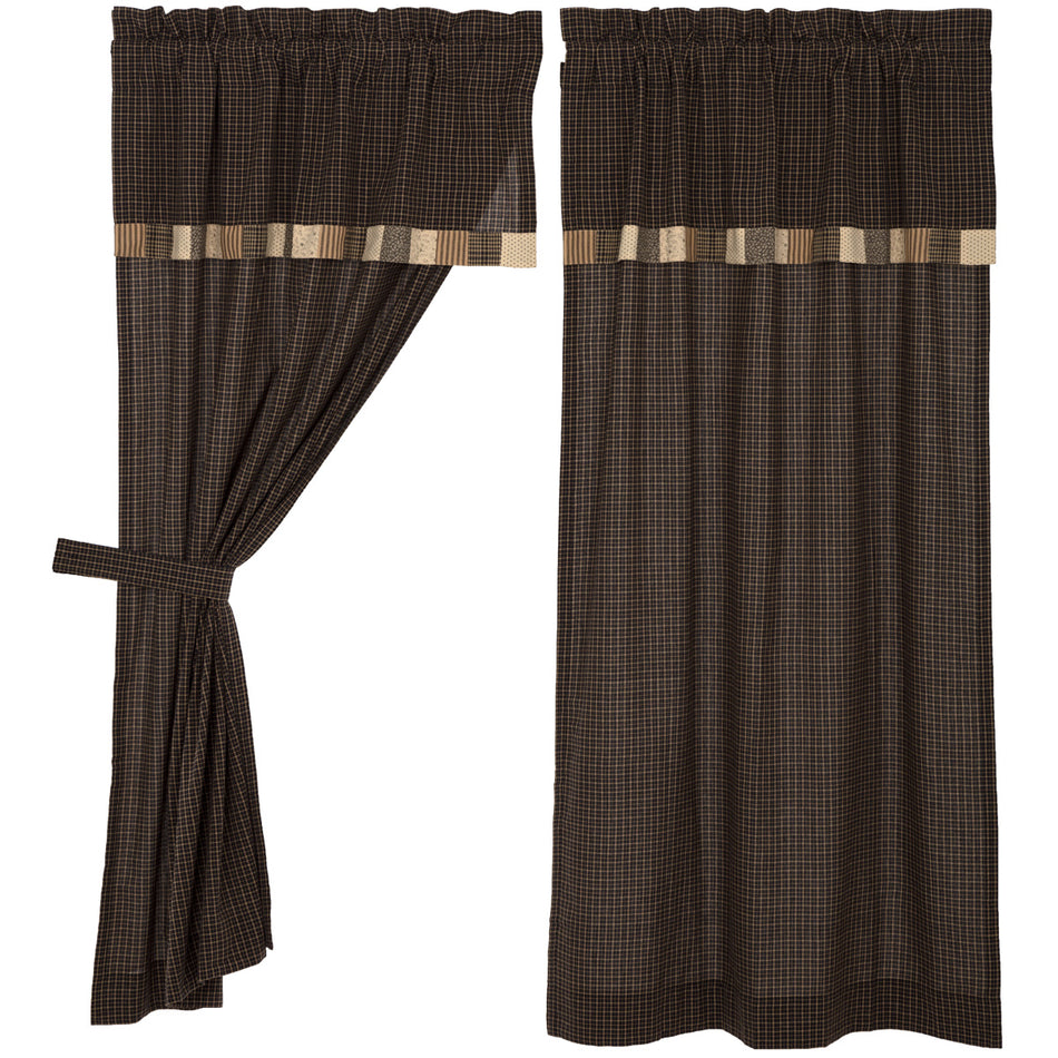 Mayflower Market Kettle Grove Short Panel with Attached Valance Block Border Set of 2 63x36 By VHC Brands