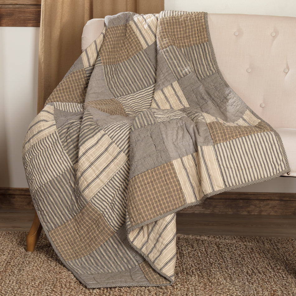 Sawyer Mill Charcoal Block Quilted Throw 60x50