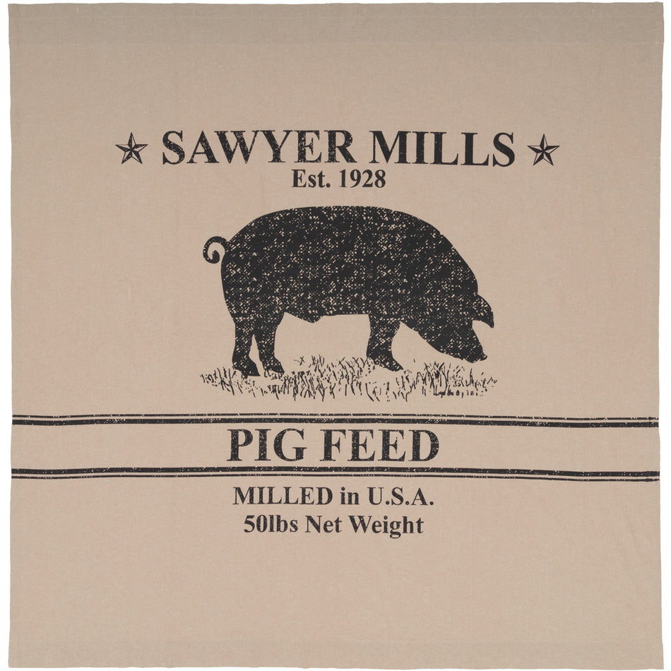 April & Olive Sawyer Mill Charcoal Pig Shower Curtain 72x72 By VHC Brands