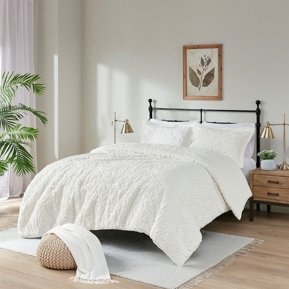 Madison Park Norfolk Ultra Plush Comforter Mini Set - Ivory - Full Size / Queen Size
