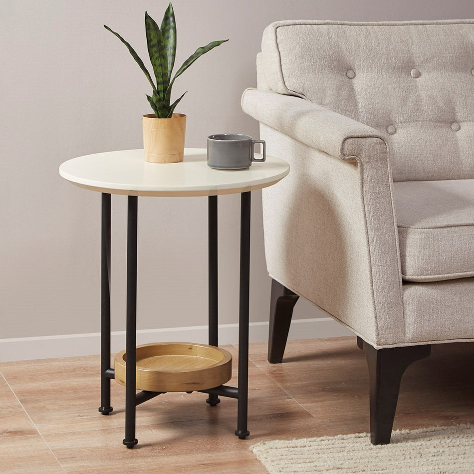 Madison Park Beaumont End Table - White / Natural