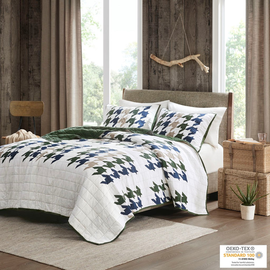 Woolrich Hudson Oversized Cotton Quilt Mini Set - Green - King Size / Cal King Size