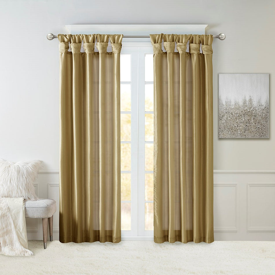 Madison Park Emilia Twist Tab Lined Window Curtain - Bronze - 50x108"