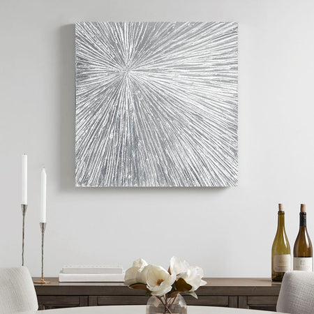 Madison Park Signature Sunburst 100% Hand Painted Dimensional Resin Wall Decor - Silver