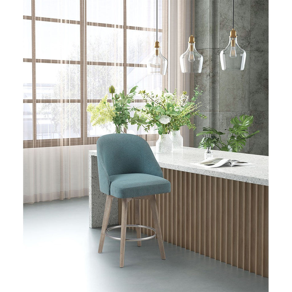 Madison Park Pearce Counter Stool with Swivel Seat - Blue