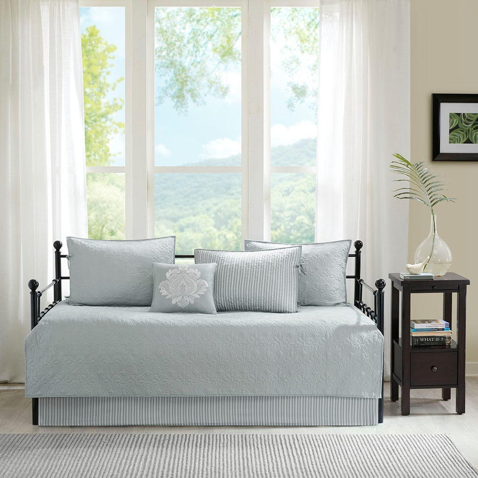 Quebec 6 Piece Reversible Daybed Cover Set - Grey - Daybed Size - 39" x 75"