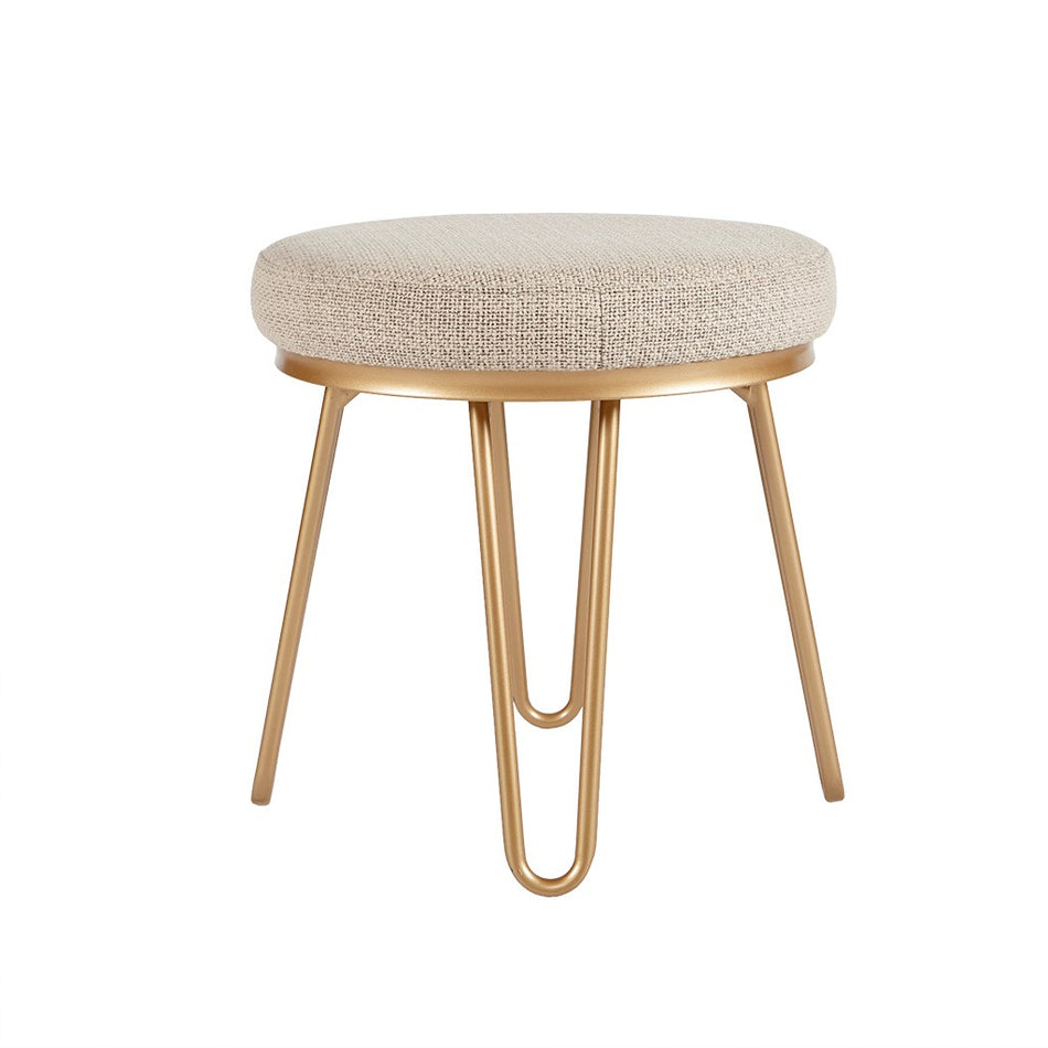 Beverly Round stool - Tan / Gold