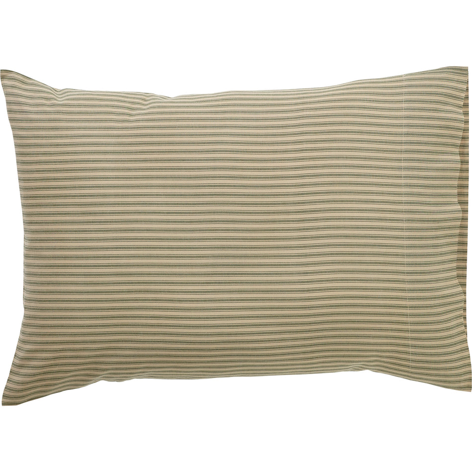 April & Olive Prairie Winds Green Ticking Stripe Standard Pillow Case Set of 2 21x30 By VHC Brands