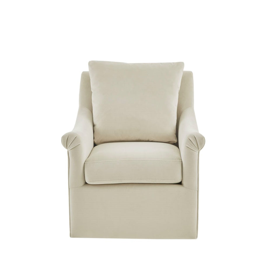 Deanna Upholstered Swivel Accent Chair - Cream