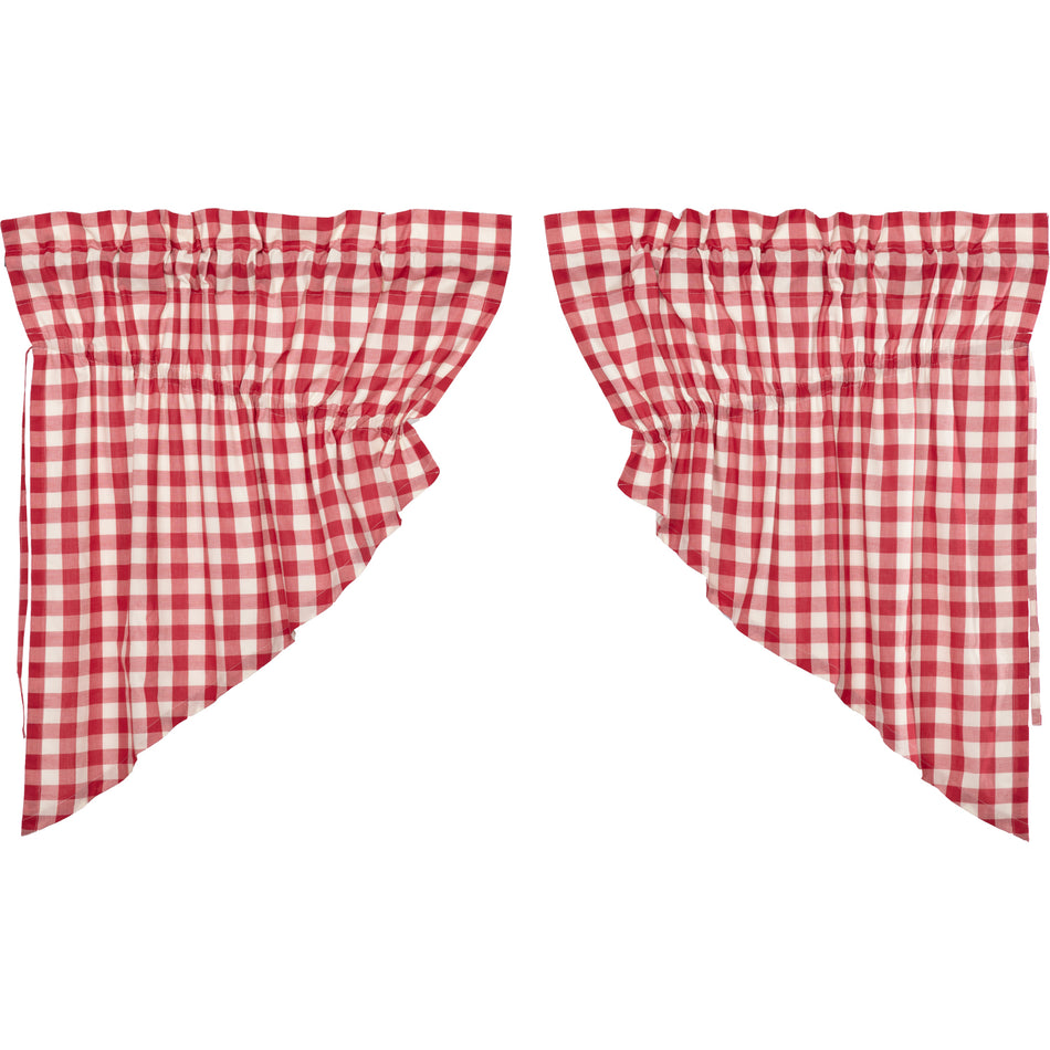 April & Olive Annie Buffalo Red Check Prairie Swag Set of 2 36x36x18 By VHC Brands