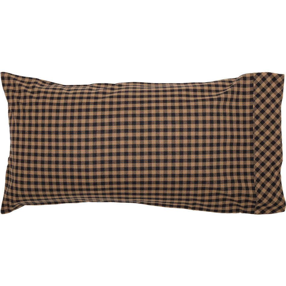 Mayflower Market Black Check King Pillow Case Set of 2 21x40 By VHC Brands