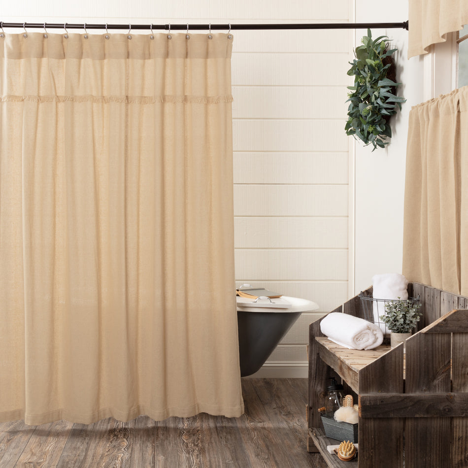 April & Olive Burlap Vintage Shower Curtain 72x72 By VHC Brands