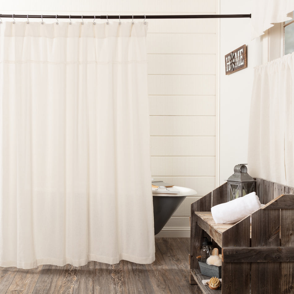 April & Olive Burlap Antique White Shower Curtain 72x72 By VHC Brands