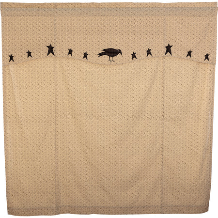 Mayflower Market Kettle Grove Shower Curtain with Attached Applique Crow and Star Valance 72x72 By VHC Brands
