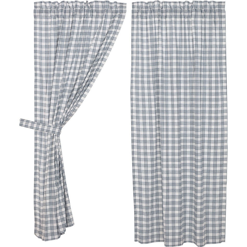 April & Olive Sawyer Mill Blue Plaid Short Panel Set of 2 63x36 By VHC Brands