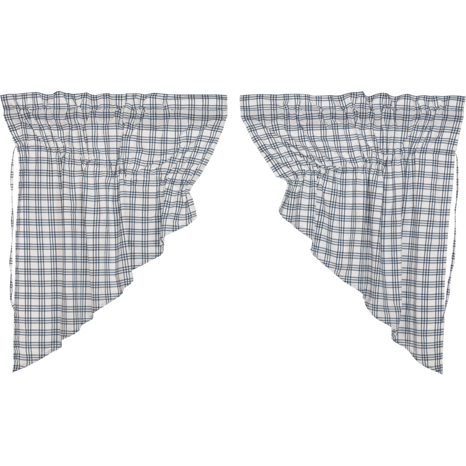 April & Olive Sawyer Mill Blue Plaid Prairie Swag Set of 2 36x36x18 By VHC Brands