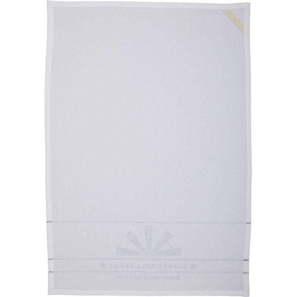 April & Olive Sawyer Mill Blue Windmill Blade Muslin Bleached White Tea Towel 19x28 By VHC Brands