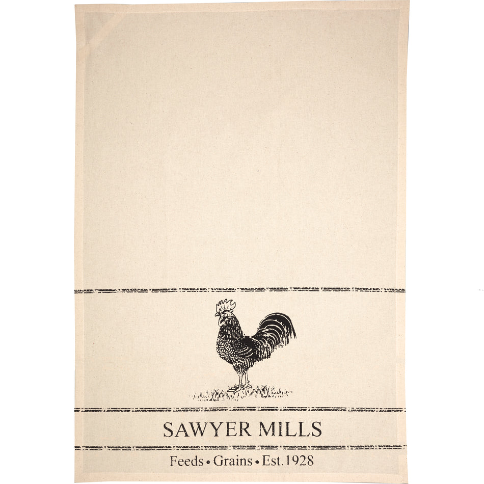 April & Olive Sawyer Mill Charcoal Poultry Muslin Unbleached Natural Tea Towel 19x28 By VHC Brands