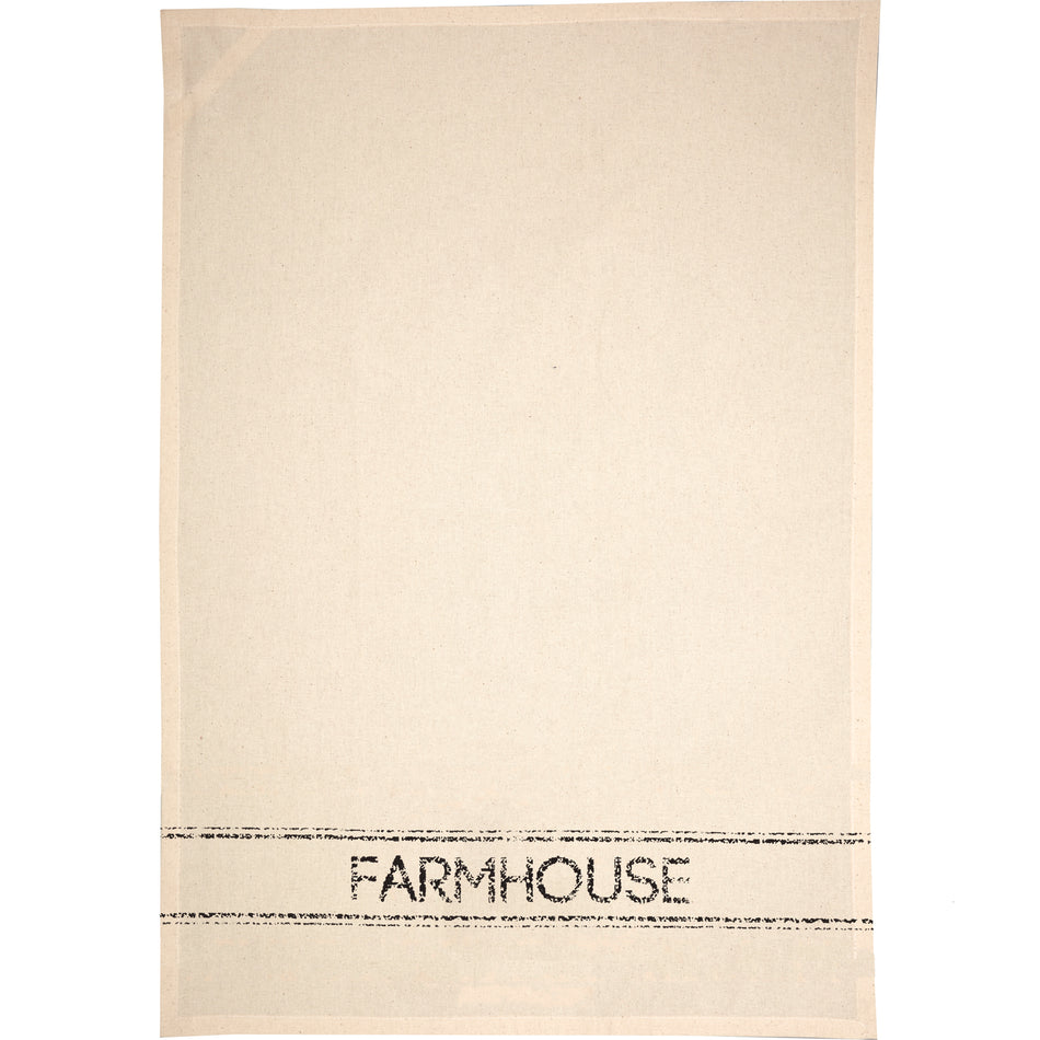 April & Olive Sawyer Mill Charcoal Farmhouse Muslin Unbleached Natural Tea Towel 19x28 By VHC Brands