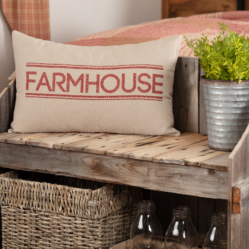 April & Olive Sawyer Mill Red Farmhouse Pillow 14x22 By VHC Brands