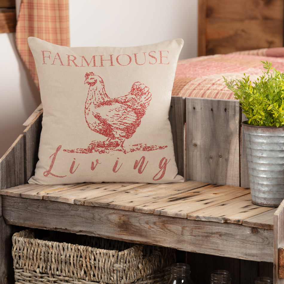 April & Olive Sawyer Mill Red Farmhouse Living Pillow 18x18 By VHC Brands