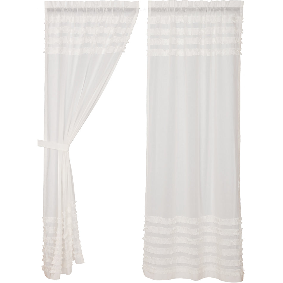 April & Olive White Ruffled Sheer Petticoat Panel Set of 2 84x40 By VHC Brands