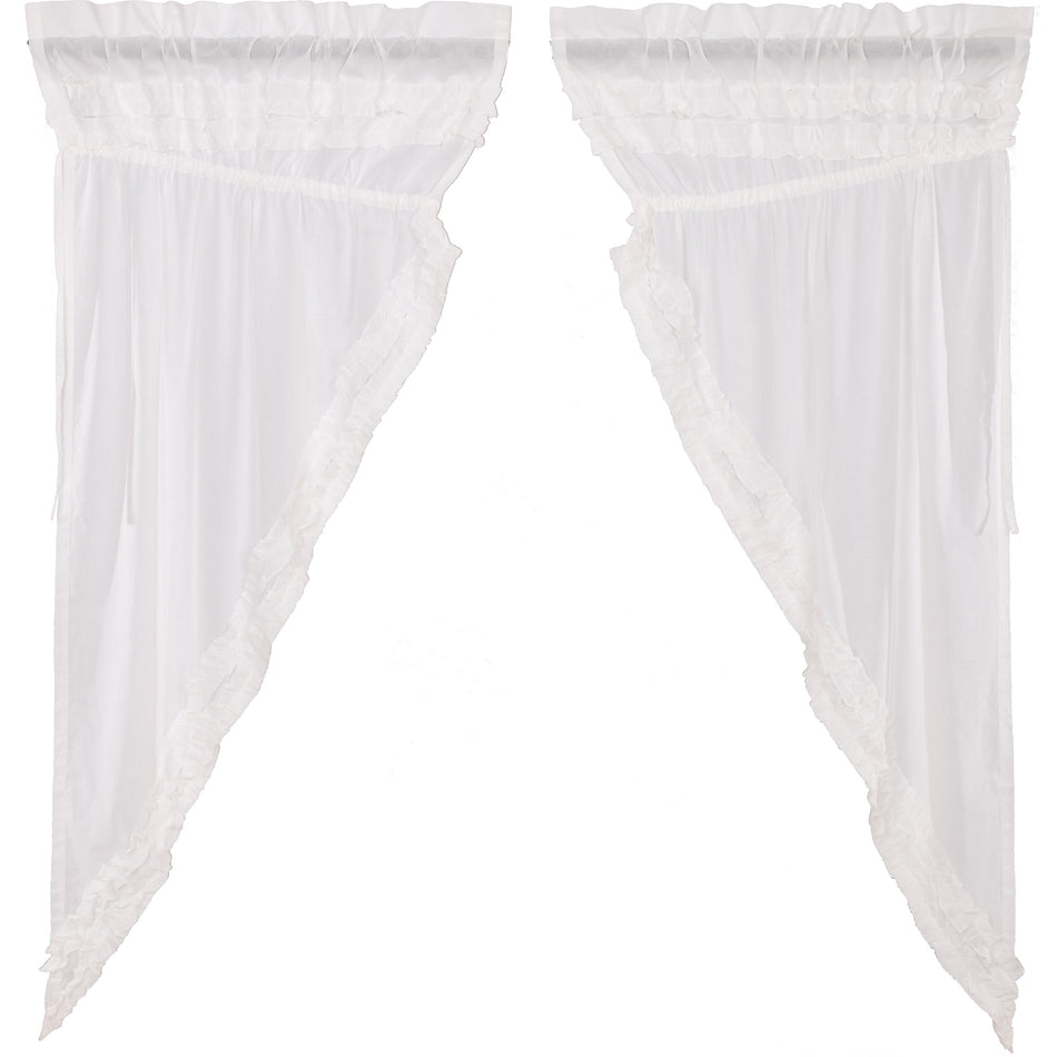 April & Olive White Ruffled Sheer Petticoat Prairie Short Panel Set of 2 63x36x18 By VHC Brands
