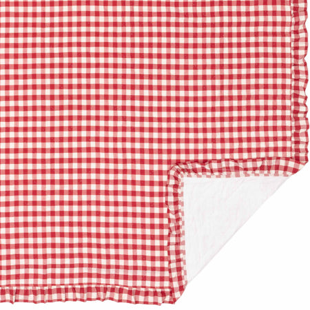 April & Olive Annie Buffalo Red Check Ruffled California King Quilt Coverlet 130Wx115L By VHC Brands